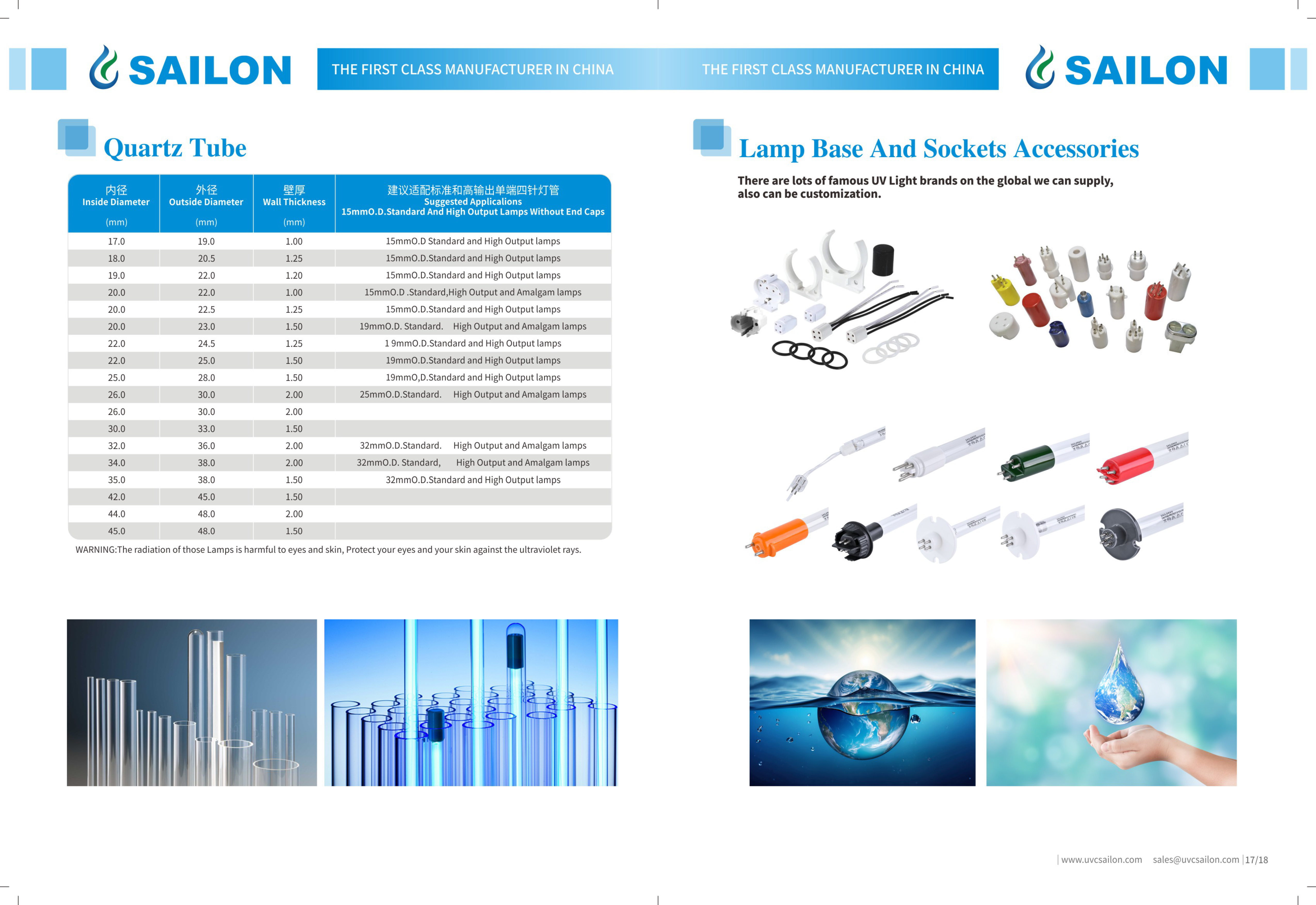 Quartz Tube and Lamp Base and Sockets Accessories